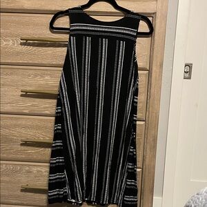LOFT Black and White Striped Midi Dress Size S